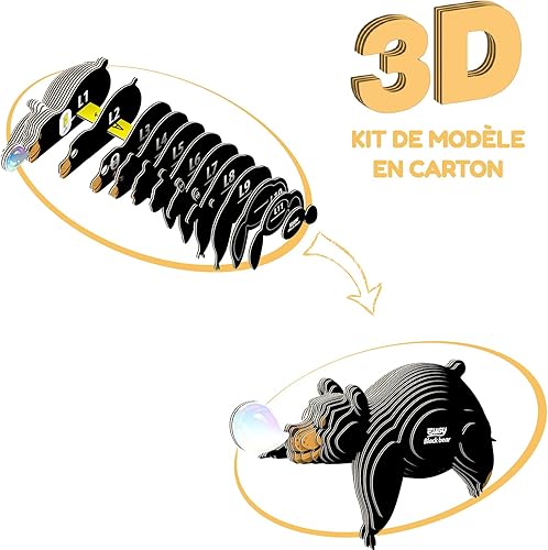 Miniatura 2 de Eugy Black Bear - Rompecabezas 3D de 24 piezas ecológico para niños, niñas y niños a partir de 6 años