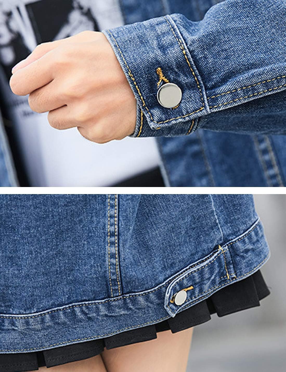 Gozoloma Women's Casual Loose Oversized Denim Jacket Long Sleeved Button Jean Jacket Coat Tops - Image 5