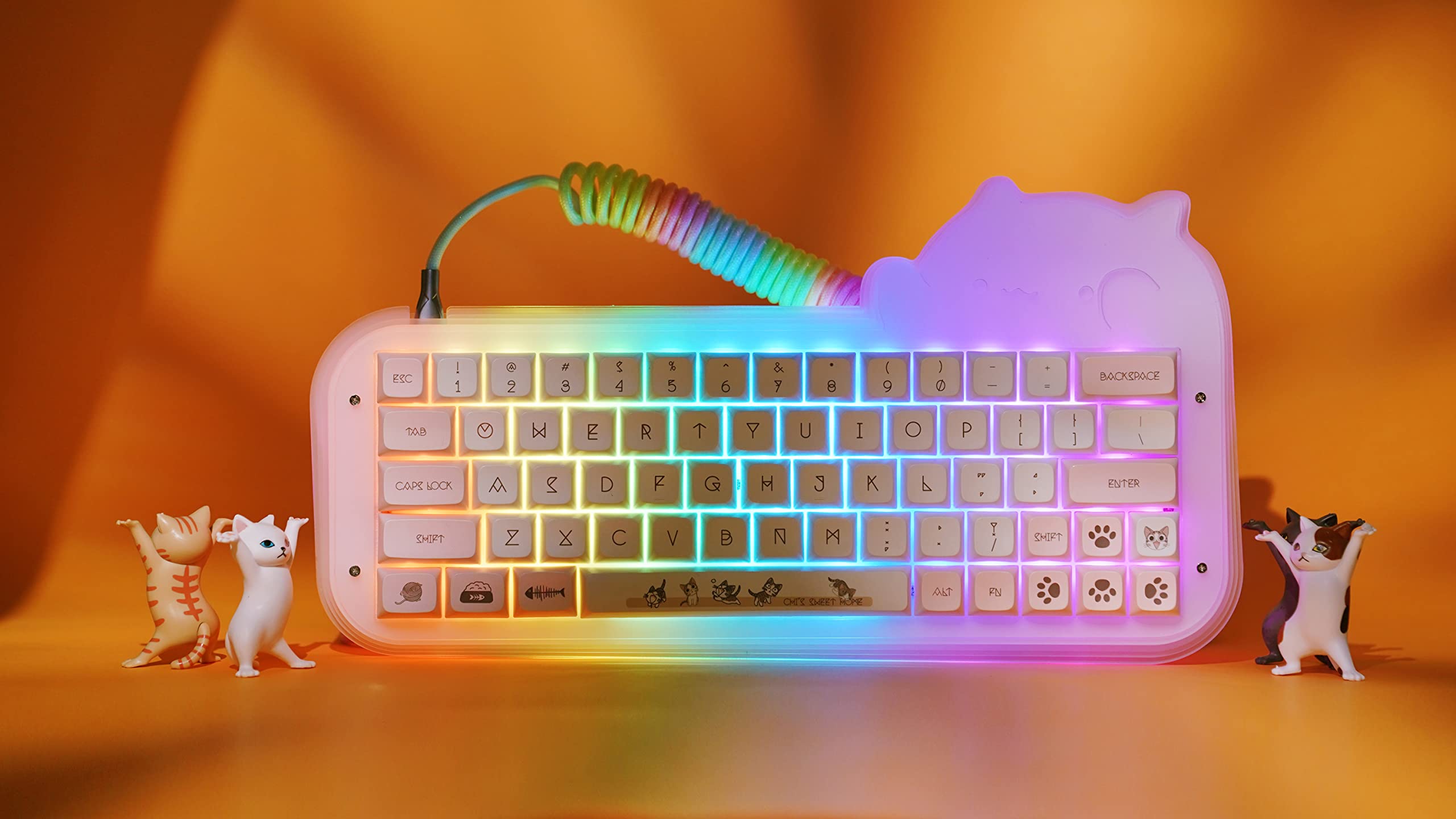 Amazon.com: EPOMAKER Mini Cat 64 60% Hot Swappable Acrylic RGB