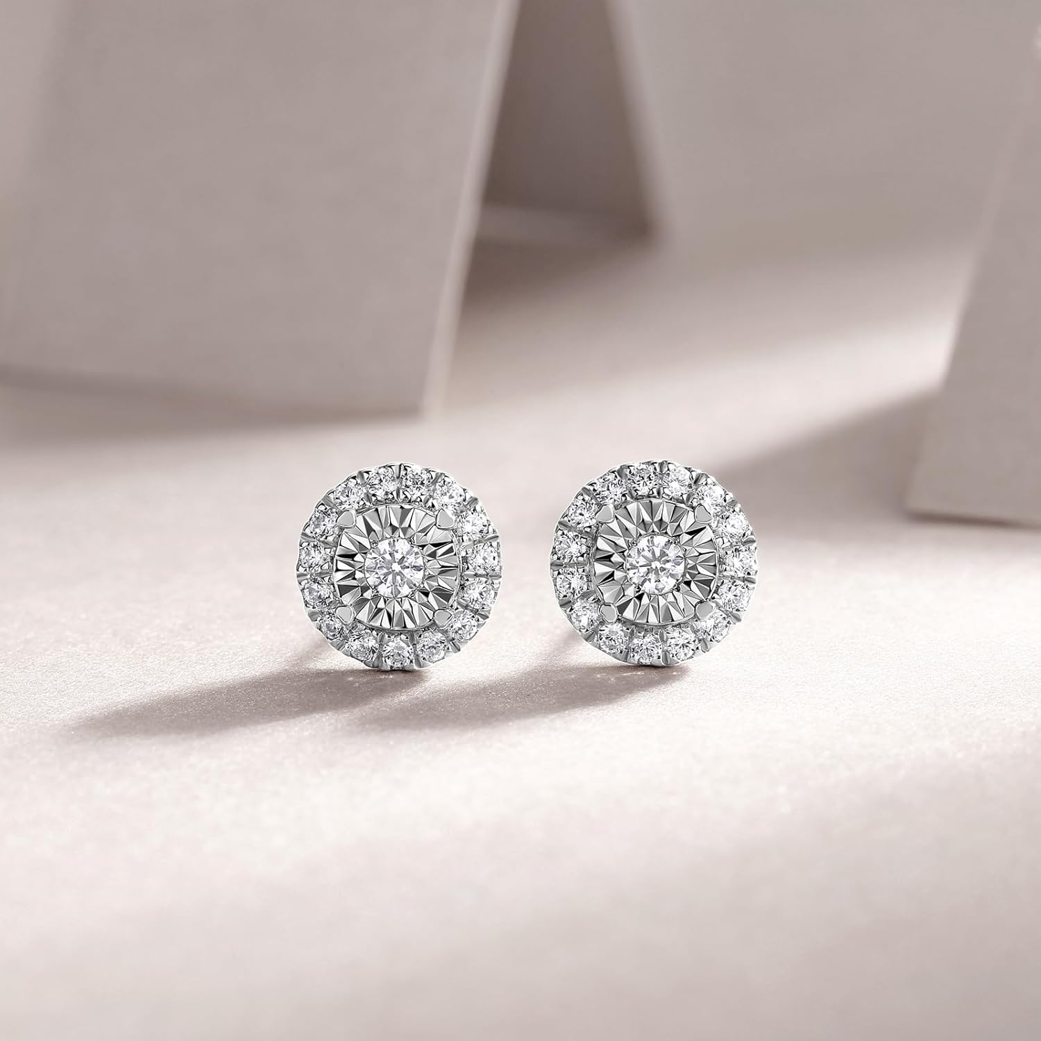 Lab Grown Diamond Stud Earrings for Women, 925 Sterling Silver Studs, Crystal Clear... - Image 2