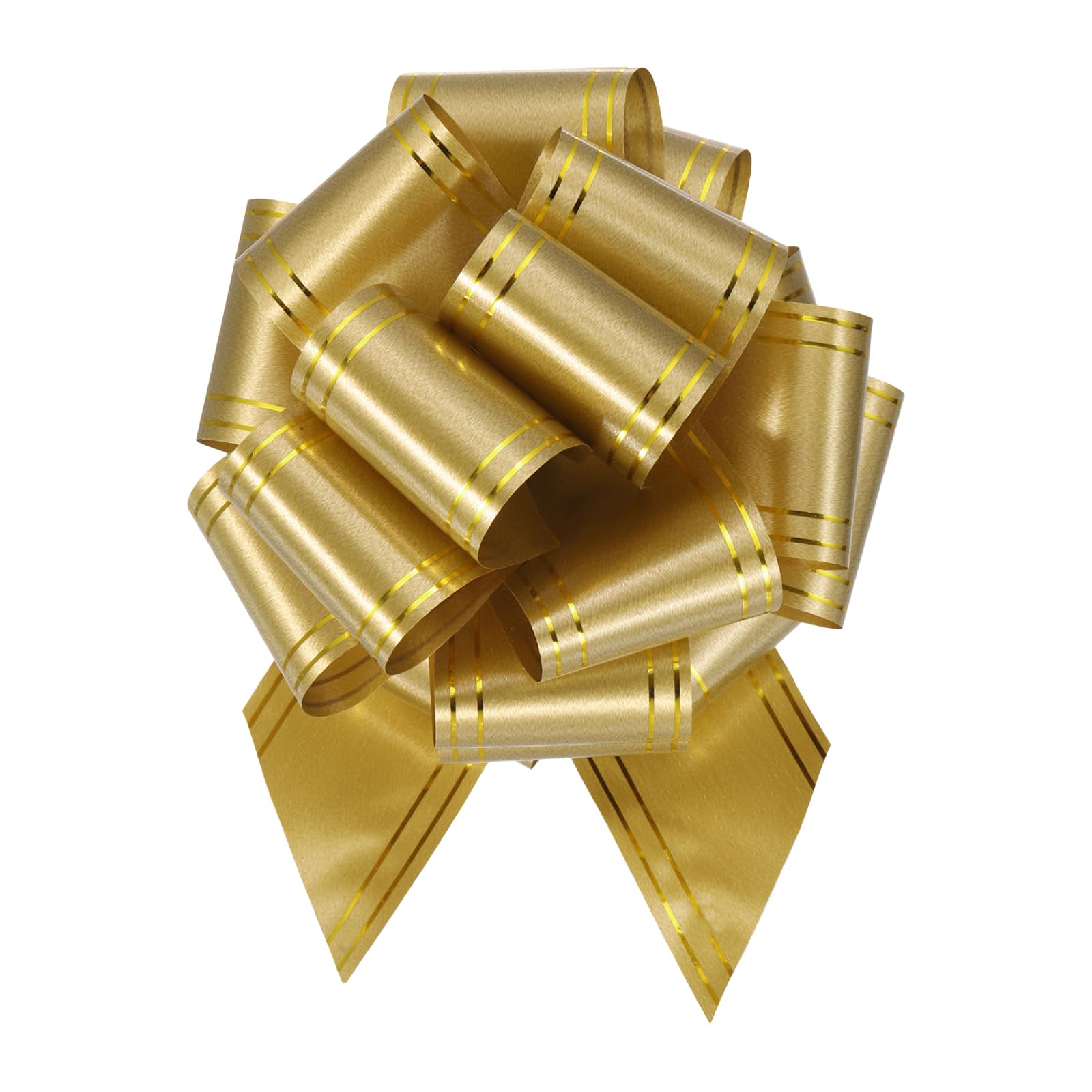 sourcing map 5pcs 8 Inch Large Pull Bow Metallic Gold Gift Wrapping Bows with Gold Edge for Wedding Baskets Presents Christmas