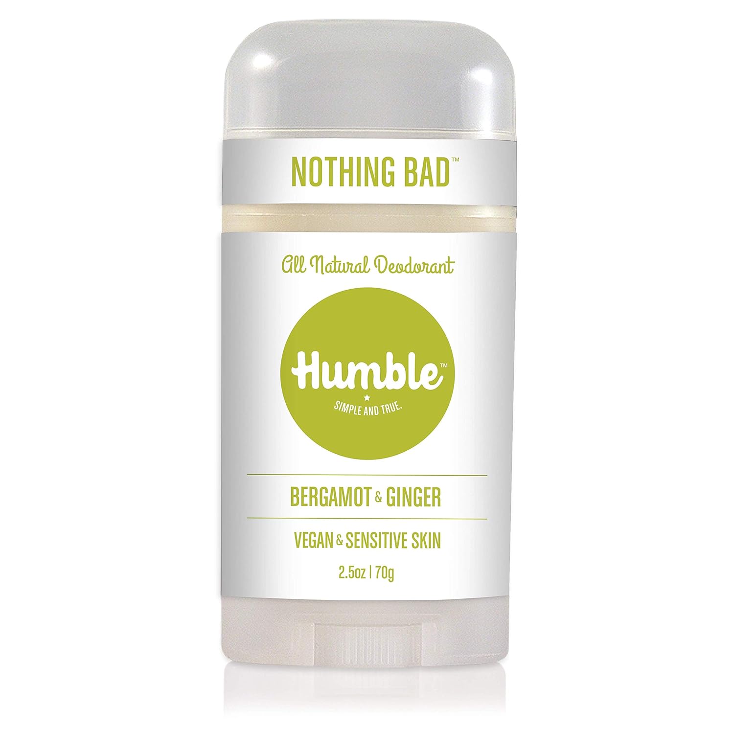 Humble Brands All Natural Vegan Aluminum Free Deodorant Stick for Sensitive Skin, Lasts All Day, Safe, and Certified Cruelty Free, Bergamot and Ginger, Pack of 1 : Beauty & Personal Care