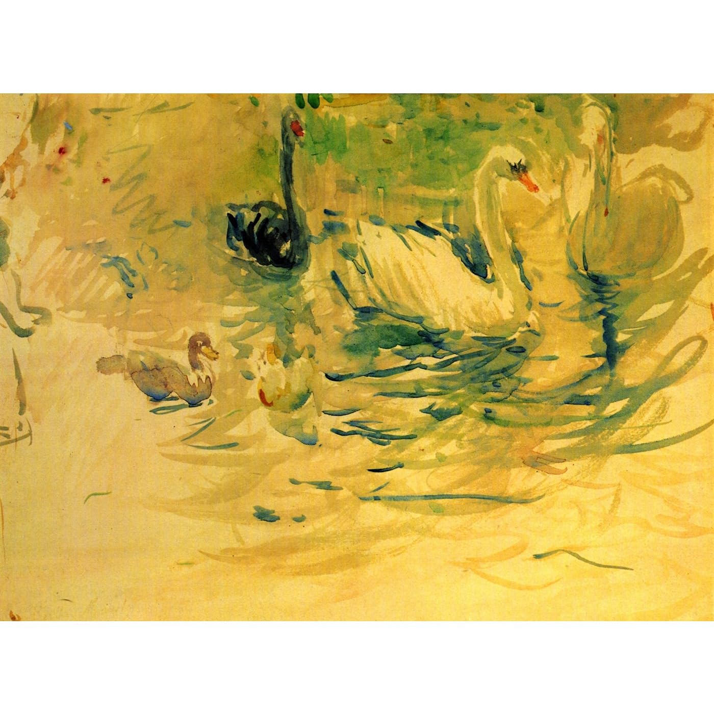 Toile Morisot Cygnes impression grand format art décoratif mural