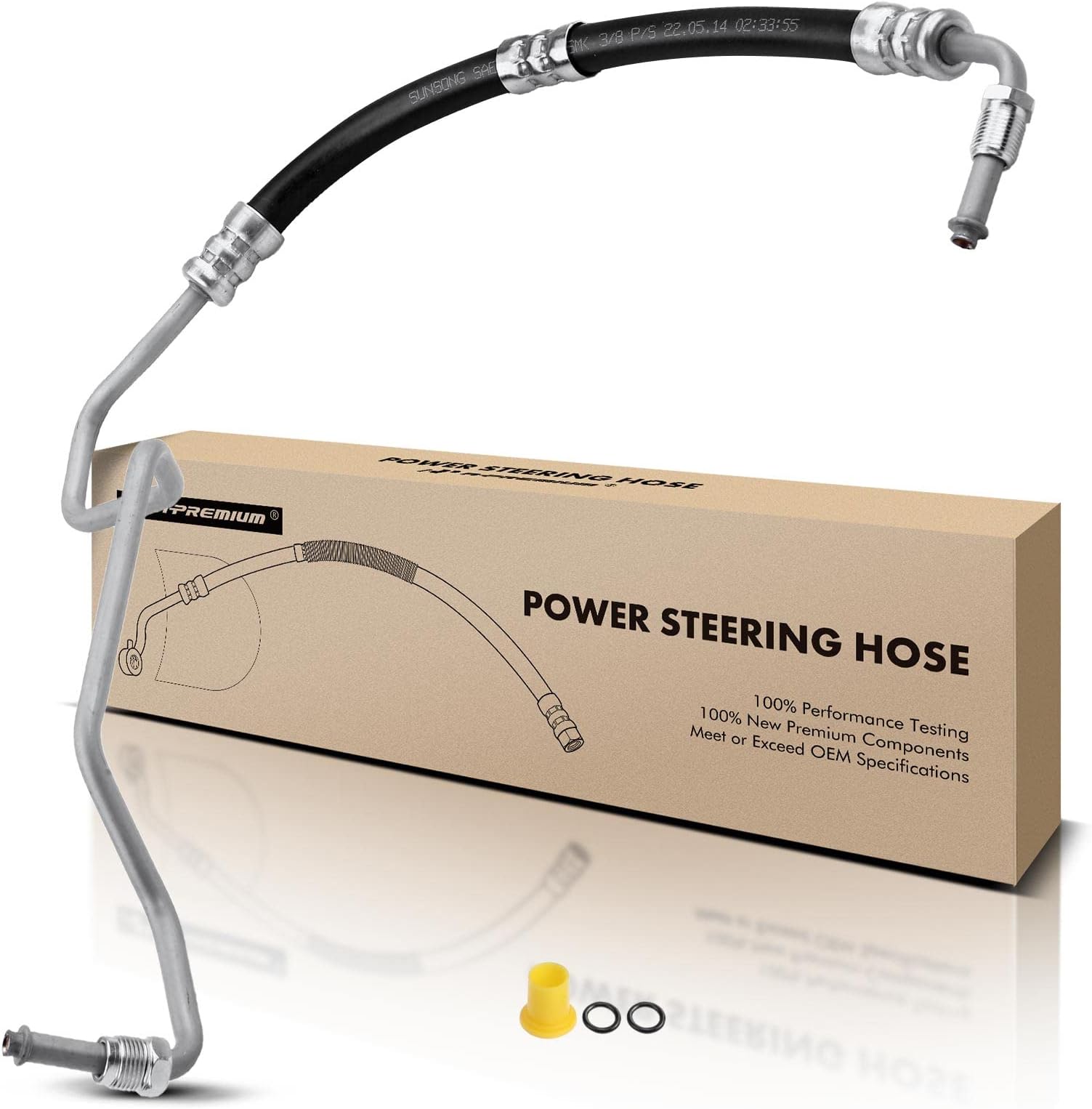 A-Premium Power Steering Pressure Hose Line Assembly Compatible with Buick LeSabre 2000-2005, Park Avenue 1999-2005, Riviera 1999 & Pontiac Bonneville 2000-2005, 3.8L, with O-ring, Pump to Rack/Gear