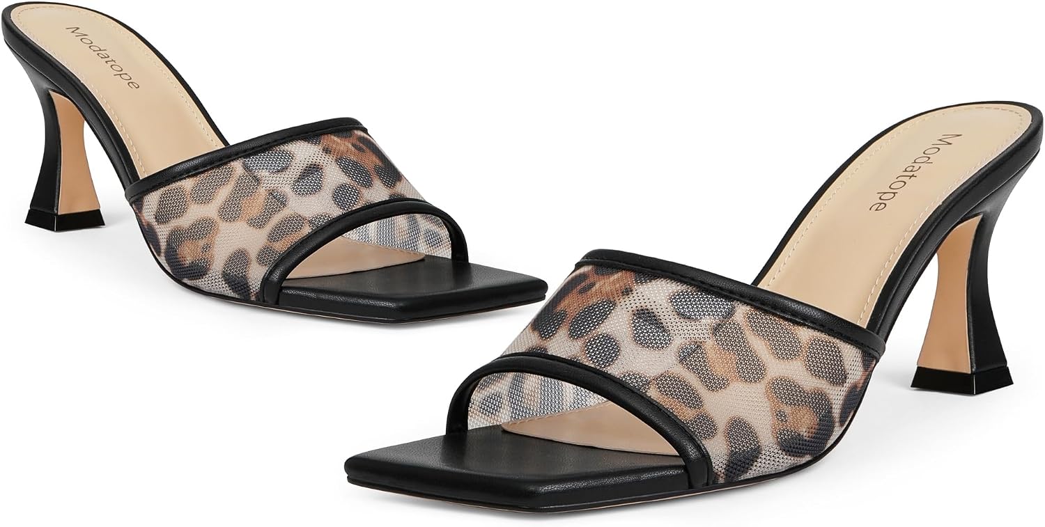 Modatope Womens Heeled Sandals Open Square Toe Heels for Women image 5