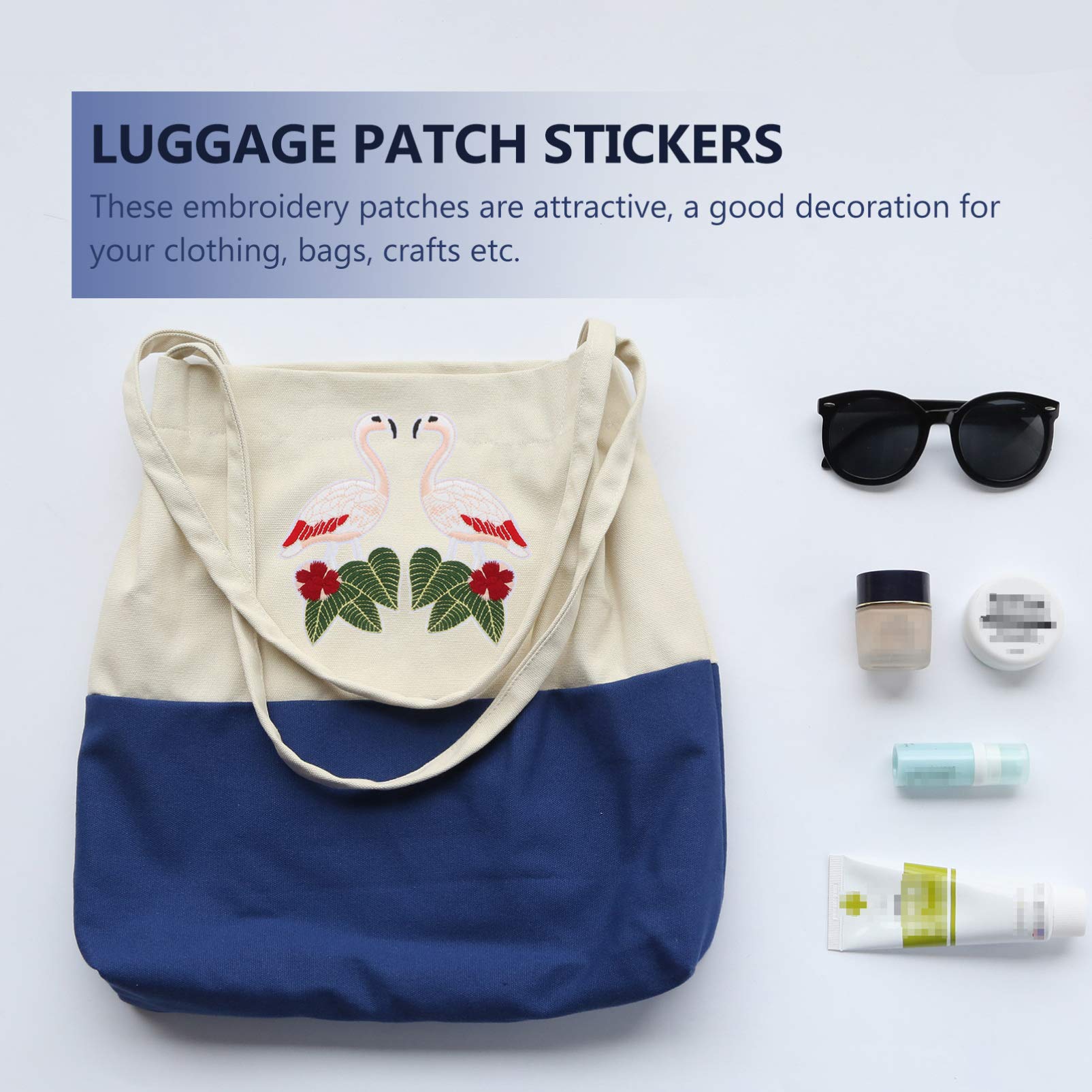 Ciieeo 48stücke Teiliges Set Flamingo Bügel Und Aufnäher-patches Gestickte Applikationen Für Kleidung Dekoration Und Reparatur Von Jeans Taschen Und Und