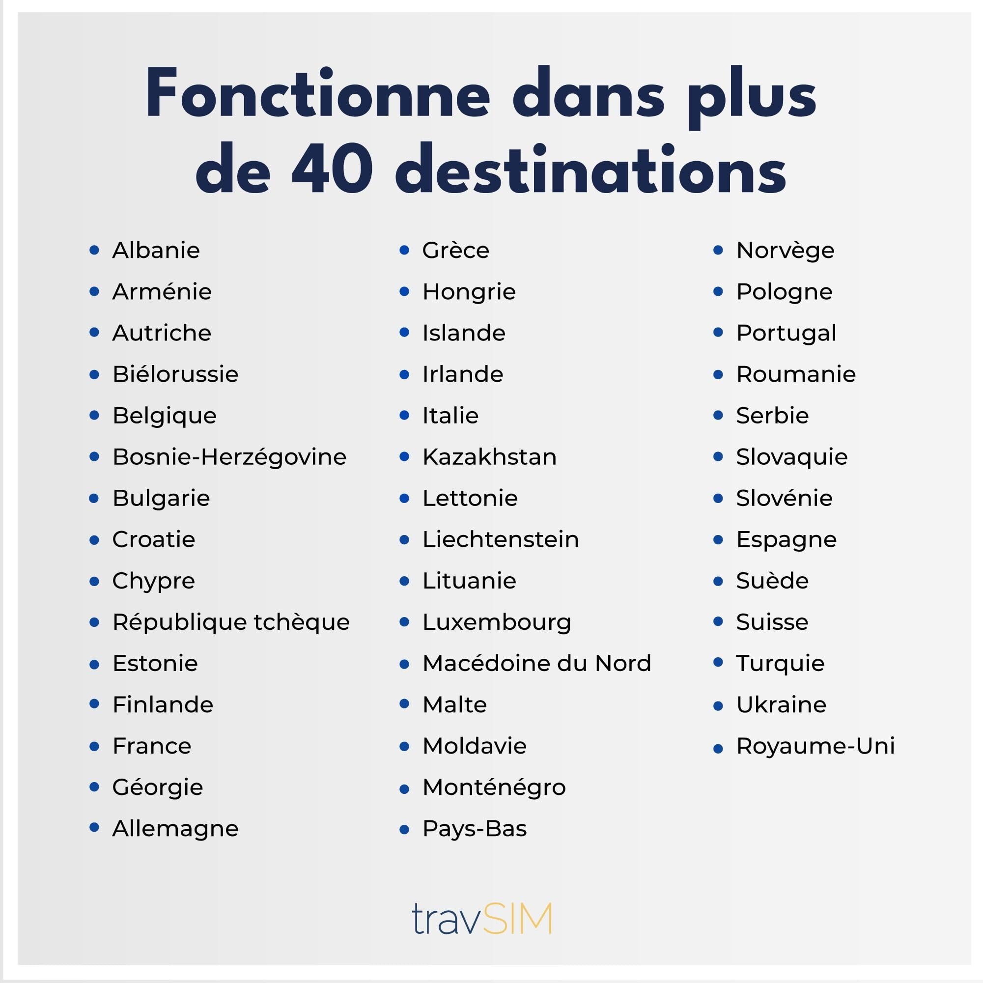 Carte SIM travSIM Europe Internet | 15 Jours - 10 Go | Carte SIM Europe, Allemagne, France, Espagne, Italie et Plus Encore | Accès à Google, Facebook, Whatsapp et Plus Encore | 0 Frais d'itinérance