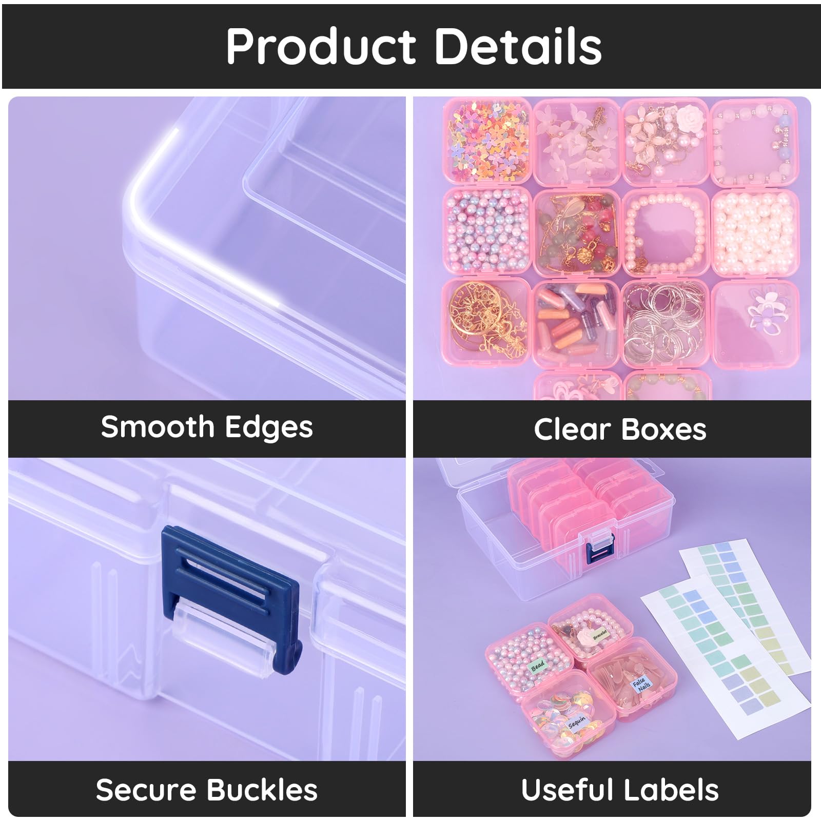 Segbeauty Caja De Almacenaje Con 19 Compartimentos | Organizador Transparente De Plástico Con Doble Tapa | Para Tornillos, Joyas, Diamond Painting, Abalorios, Aretes