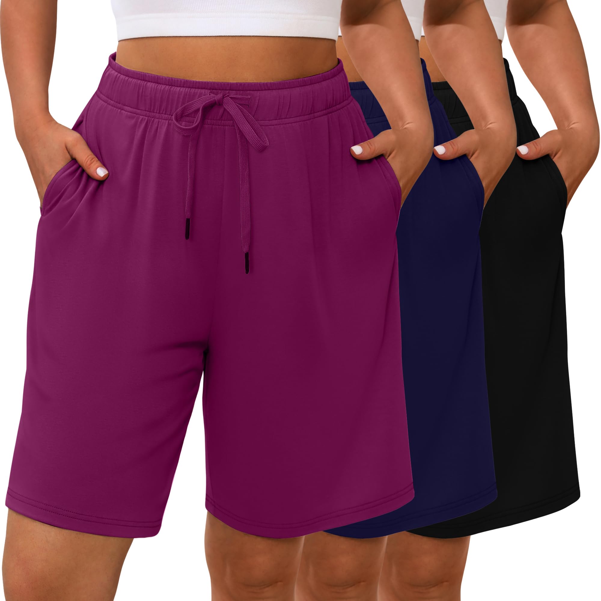 Evervibe 3 Pack Women's Plus Size Bermuda Shorts