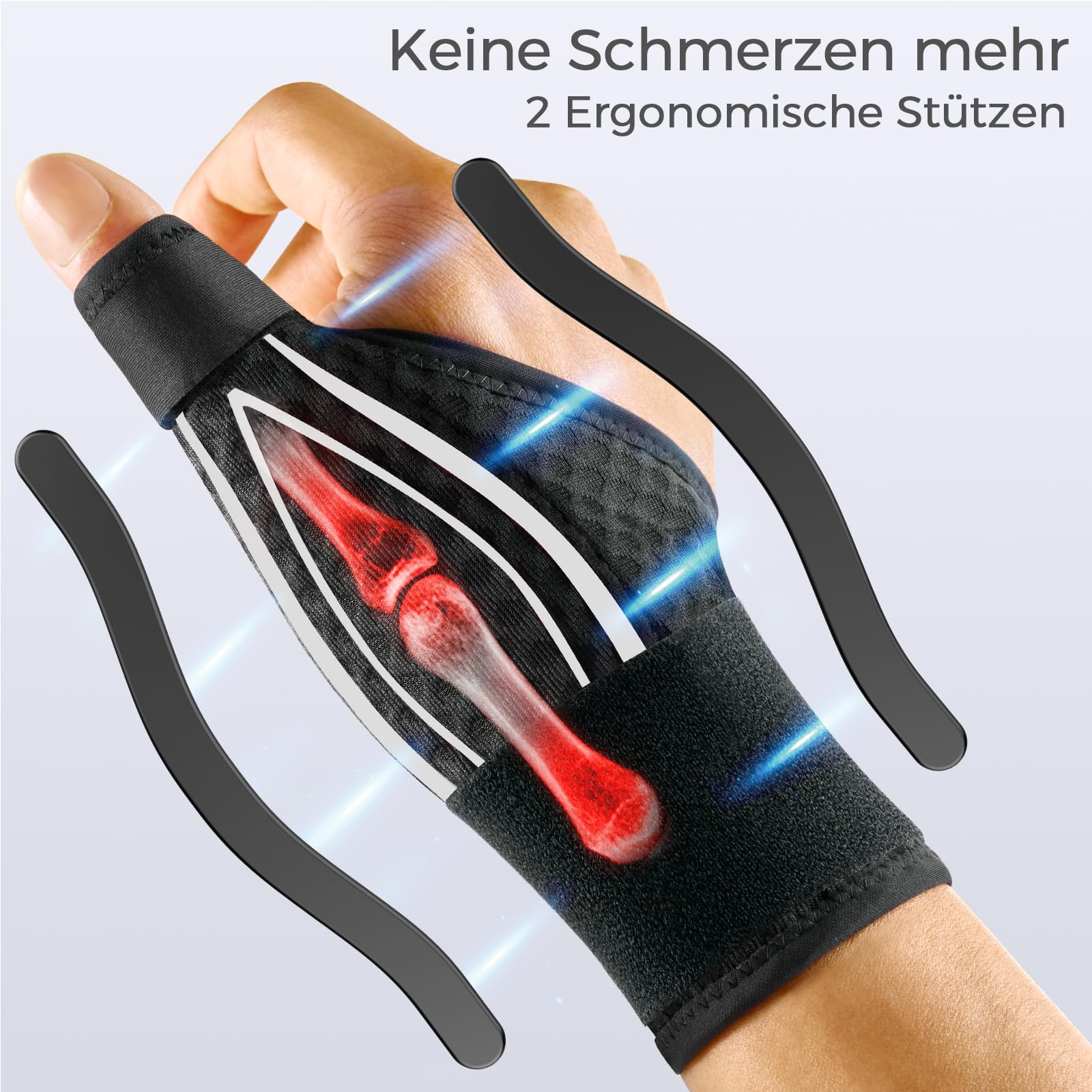 FREETOO Stabil-Dünn Daumenbandage Rechts Damen Herren, Daumenorthese Rechts für Arthrose, Rhizarthrose, Schnappdaumen, Karpaltunnel, Bandage Daumen Sehnenscheidenentzündung, Kapselriss (Weiß M)