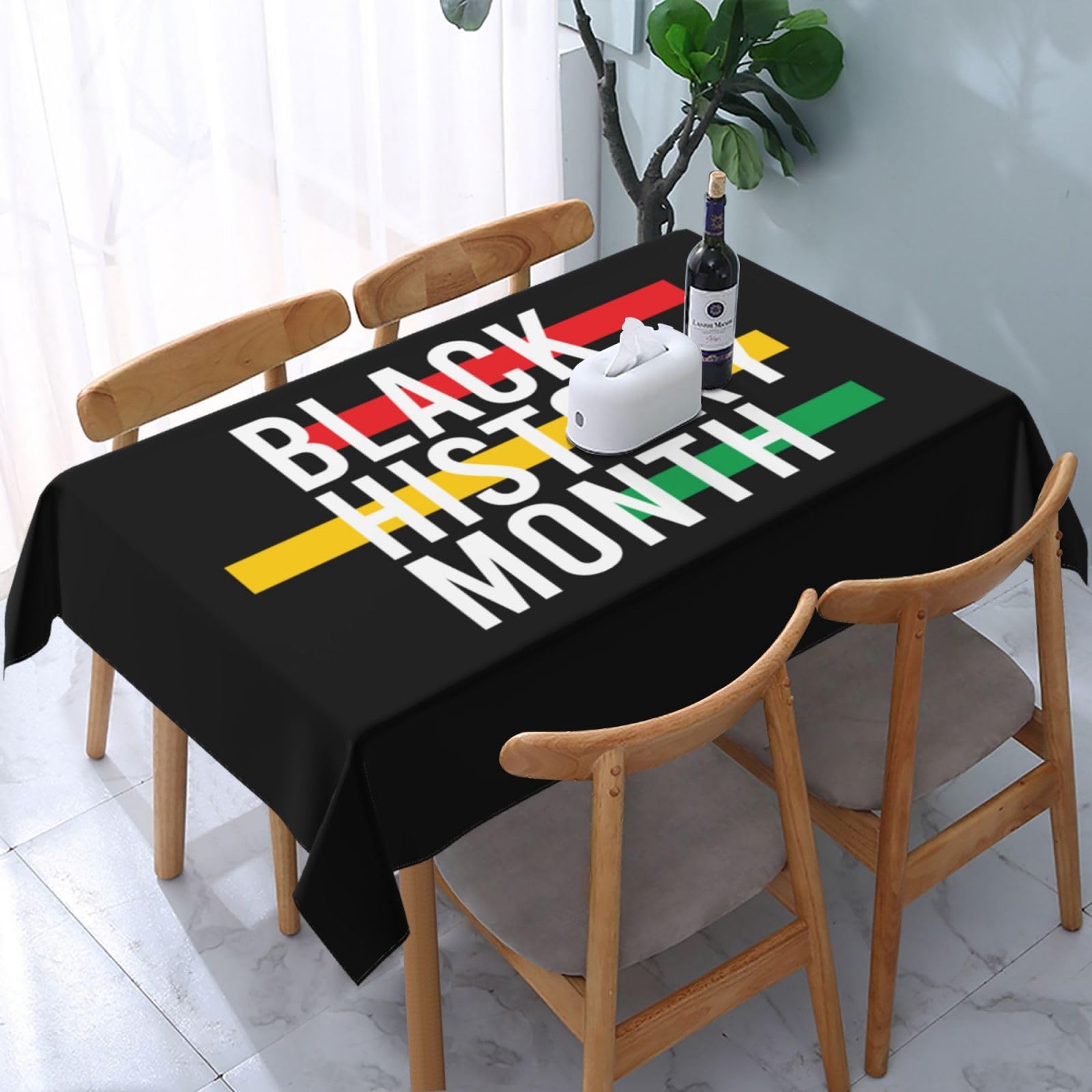 JunHeArt Black History Month Tablecloth Rectangle Table Cover Washable Table Cloths Decor For Kitchen 54" X 72"