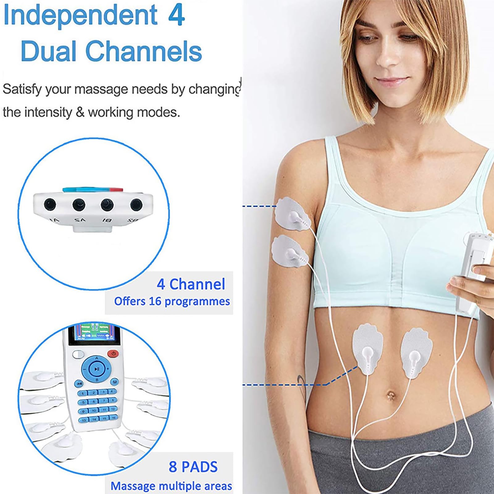 Stimolatore Muscolare Digitale, Macchina Per Stimolatore Muscolare Unitario Con Funzione Temporizzazione, 16 Modalità Di Massaggio E 20 Livelli Di Regolazione Dell'intensità, Per Uomini E Donne