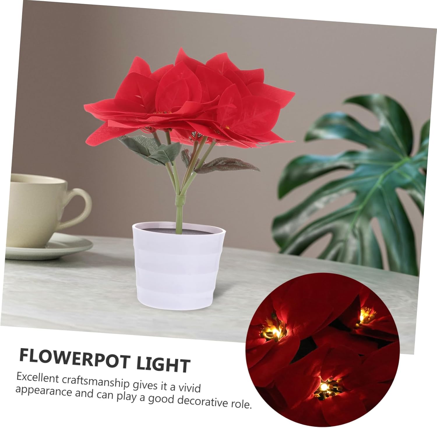 Uonlytech Artificial Simulation Flower Pot Night Light Decorative Lamp Random Leaf and Styles for Home Bedroom and Office Warm Glow for Festive Occasions