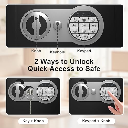 Miniatura 3 de Caja fuerte pequeña para el hogar, caja fuerte pequeña con ranura para monedas, cajas fuertes personales para dinero, documentos en efectivo, caja