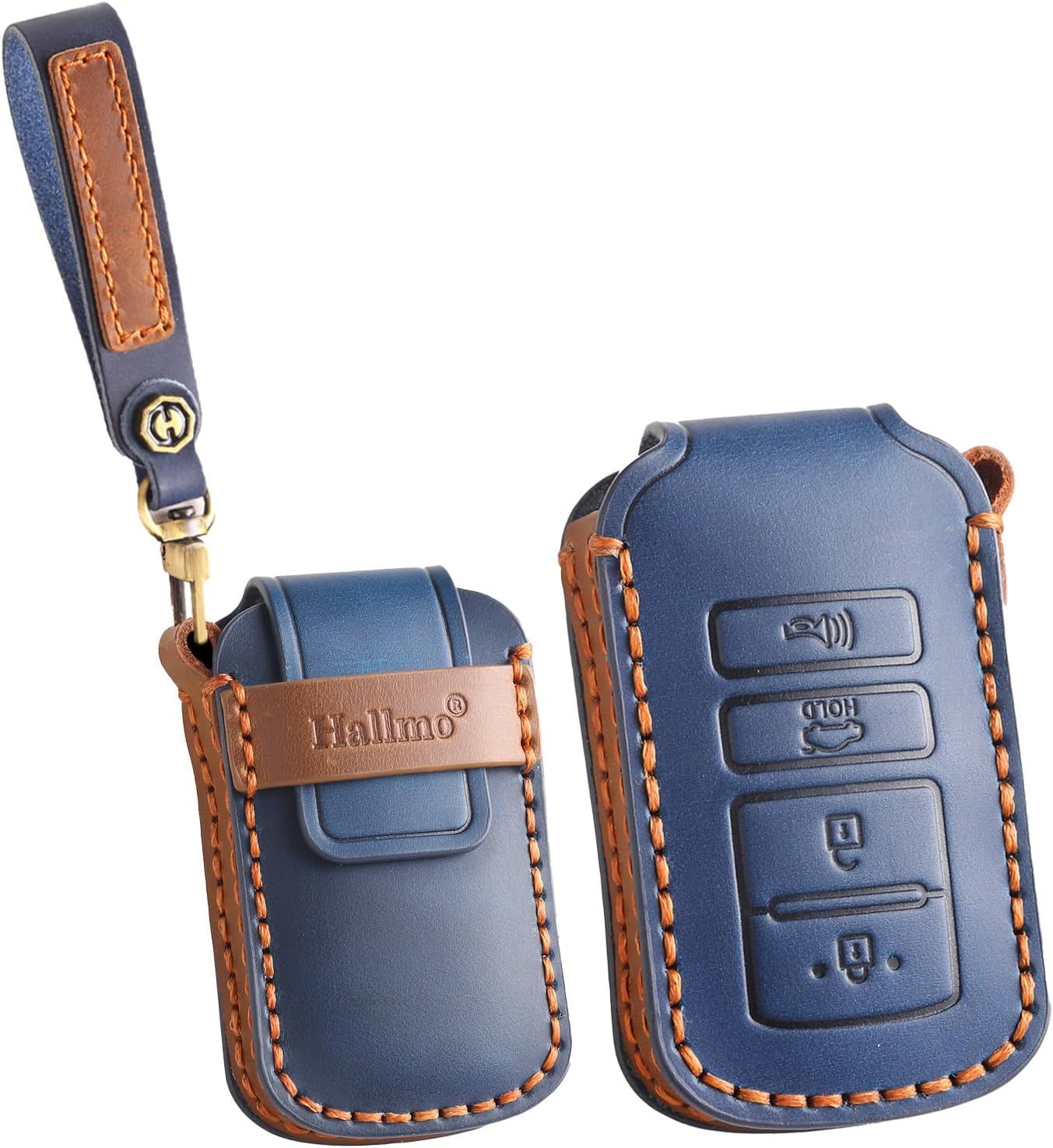 ontto 4-button Key Fob Case Handmade Leather Key Cover Fit for Kia Cadenza 2014-2019 Car Key Holder for Kia K7 K9 2015-2018,with Customized Keychain Engraving Letters Numbers Tag