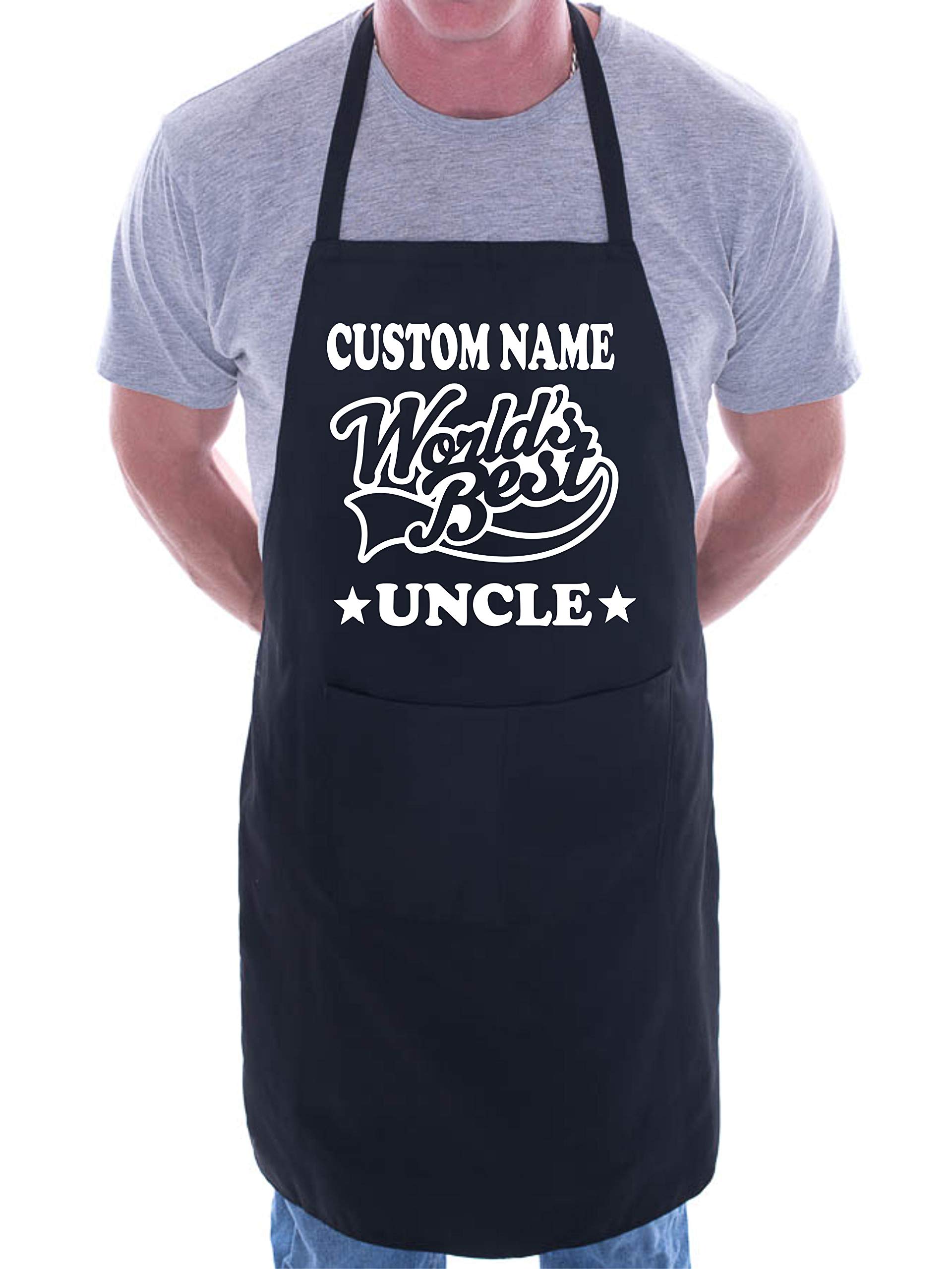 Print4U Personalised Apron World's Best Uncle Custom Name Black