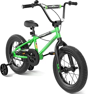 67i Boys Bikes for Ages 5-8 - 12/14/16 Inch Kids BMX Style Bike with Training Wheels, Dual Brakes & Night Safety Reflectors