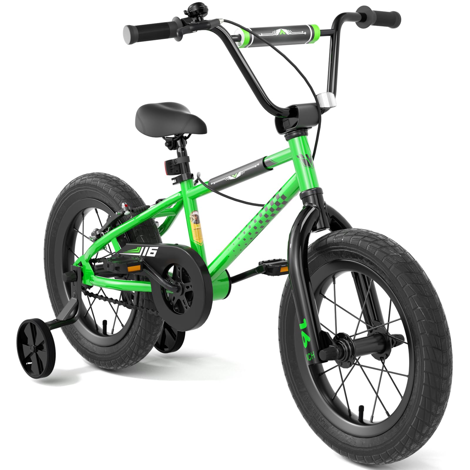 67i Boys Bikes for Ages 5-8 - 12/14/16 Inch Kids BMX Style Bike with Training Wheels, Dual Brakes & Night Safety Reflectors