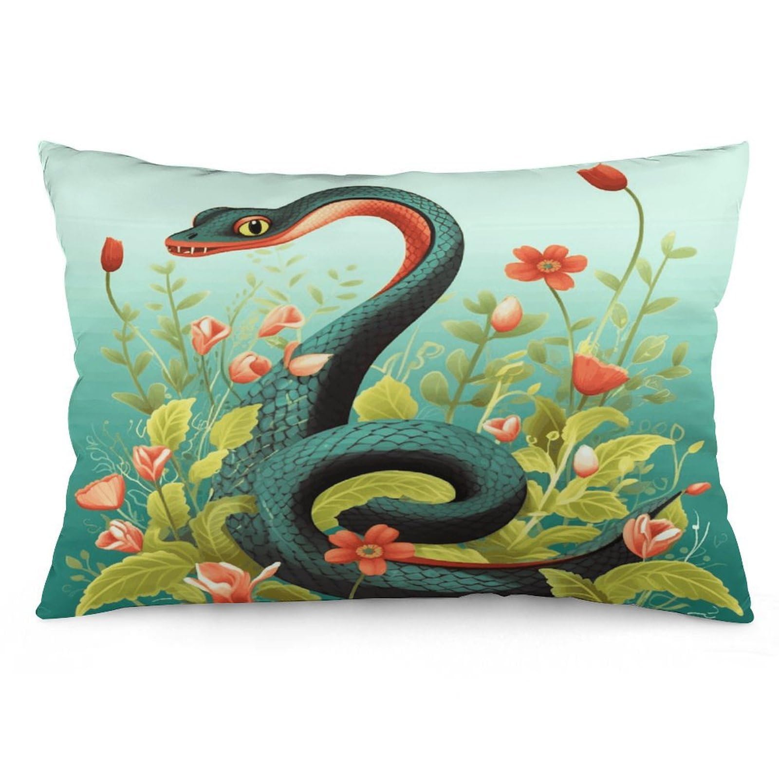 Wsoihfec Style Snake And Flower Throw Pillow Covers Decorative, Pillow Cases Soft Plush, Modern Farmhouse Boho Cushion Cover For Bed Couch Sofa Living Room Spring Decor12 X20