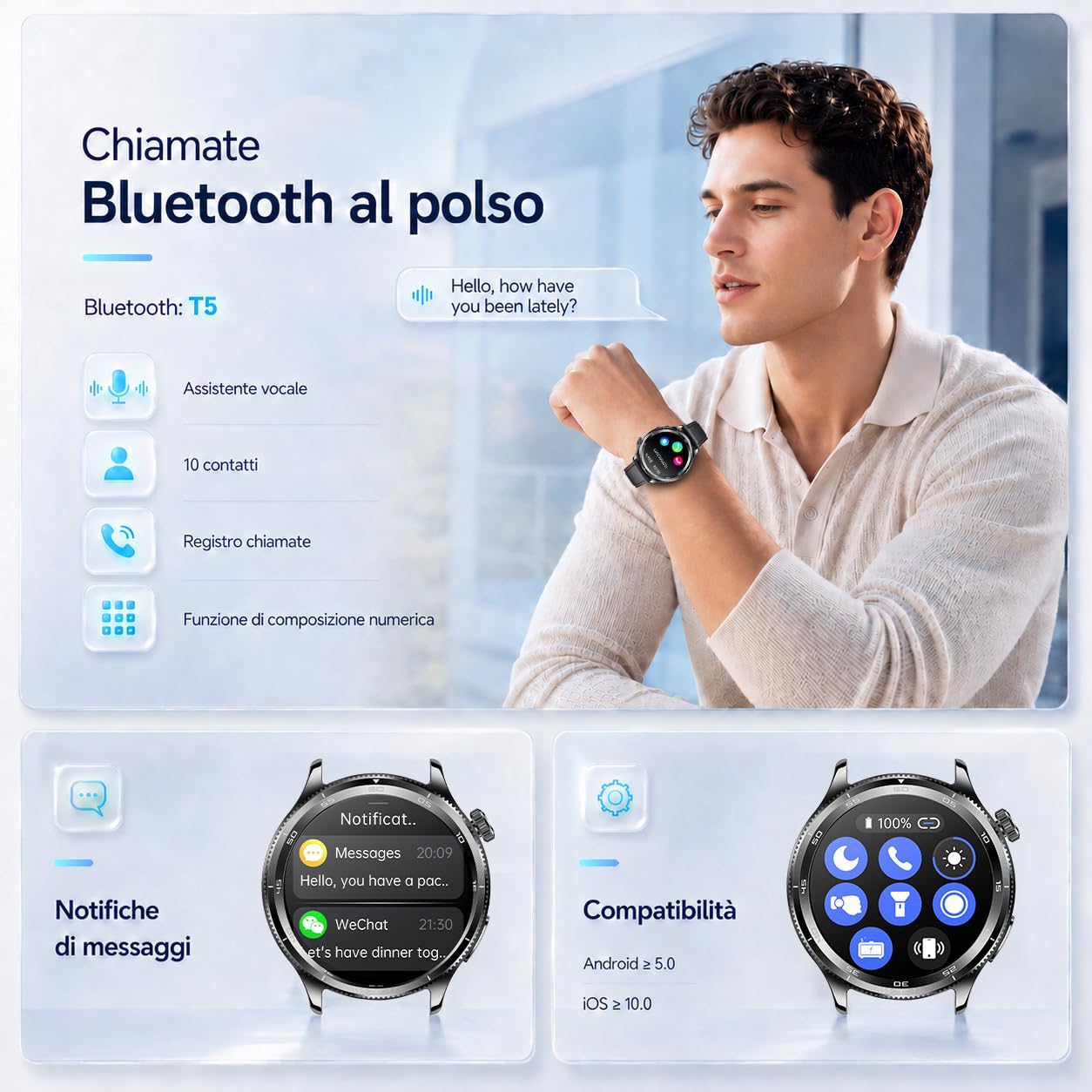 ECG Montre Connectée Homme Smartwatch - HRV MET BMI Repondre Appel Cardiofréquencemètre Tensiomètre SpO2 Sommeil Podomètre IP68 Multisports Santé Fitness Sport 1.43" Montre Intelligente Android iOS