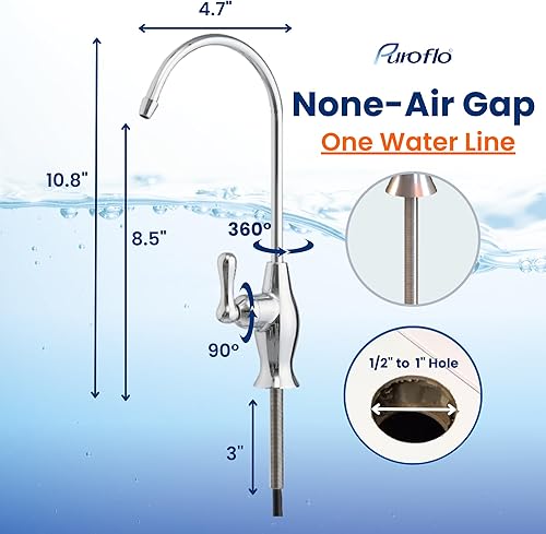 Miniatura 4 de Grifo de ósmosis inversa cromado, grifo de agua potable sin plomo certificado NSF para sistema de filtración de agua debajo del fregadero y sistema