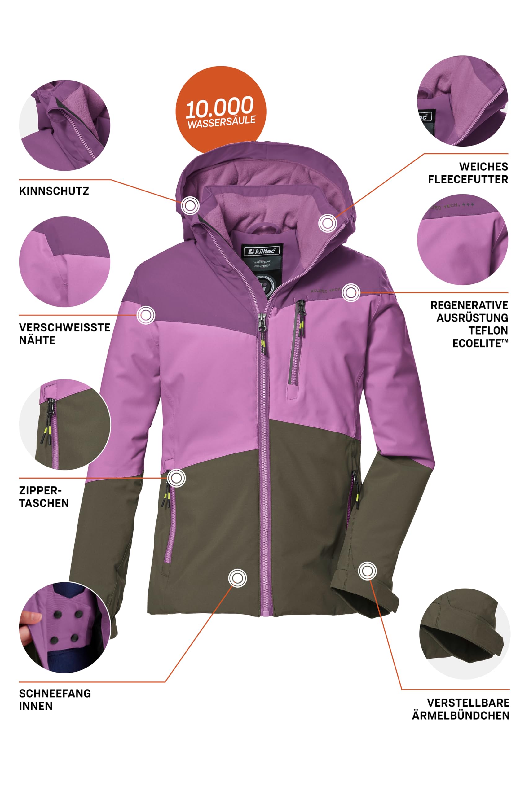 Killtec Kow 170 Grls Jckt Giacca funzionale con cappuccio e paraneve/giacca outdoor impermeabile Girl´s