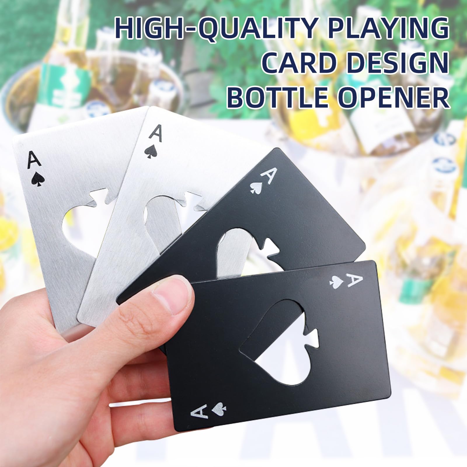 Apribottiglie Portatile A Carta Di Credito - Acciaio Inox, Design Asso Di Picche, 2 Pezzi, Idea Regalo - Foto 2