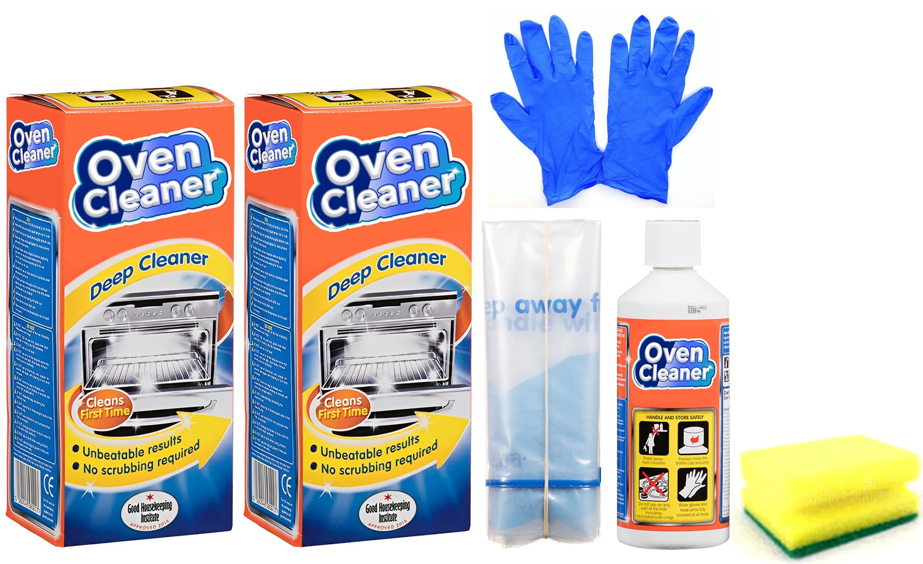 2 Packs of Oven Cleaner- 2X 500 ML Bottle - Bags for Cleaning Oven Racks, Gloves and Instructions Included - Complete Oven Cleaning Kit with Degreaser Sponge