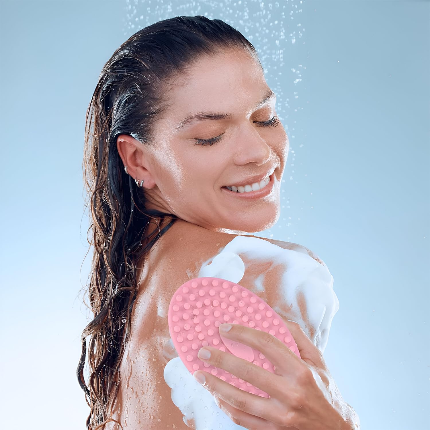2-in-1 Silicone Body and Shampoo Brush, Exfoliating Bath Scrubber, Scalp Massager with Flat Head (Pink) 2-in-1 Silicone Body and Shampoo Brush, Exfoliating Bath Scrubber, Scalp Massager with Flat Head (Pink)
