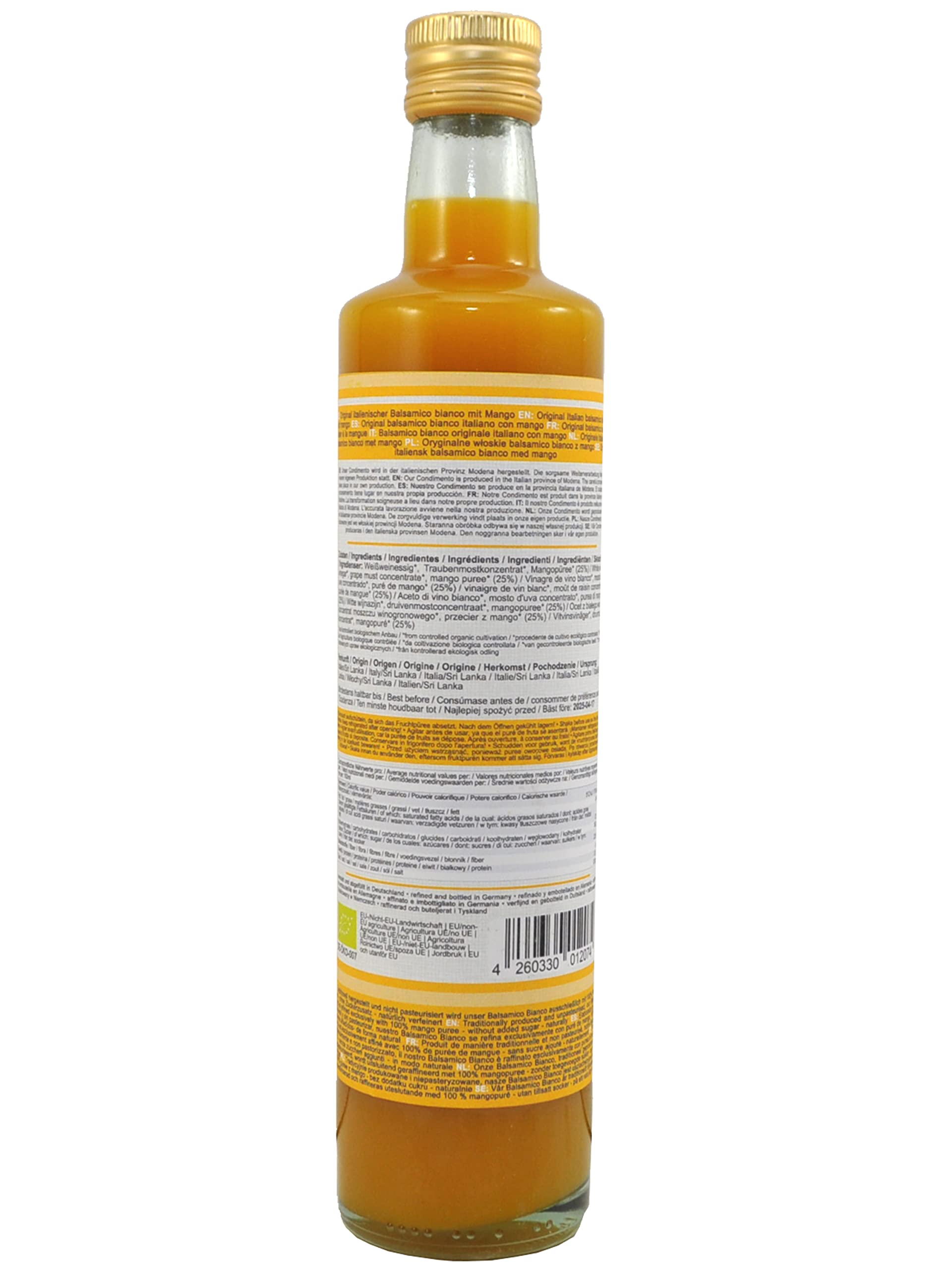 direct&friendly Bio Mango Essig, Condimento Balsamico mit fruchtiger Mango (3 x 500 ml)