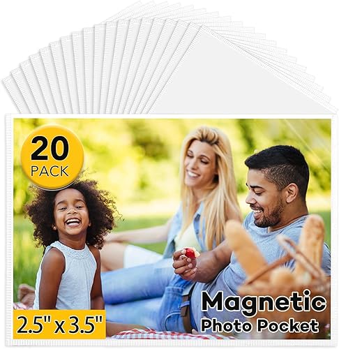 YixangDD Paquete de 20 portarretratos magnéticos para refrigerador de 25 x 35 pulgadas marcos de fotos magnéticos color blanco