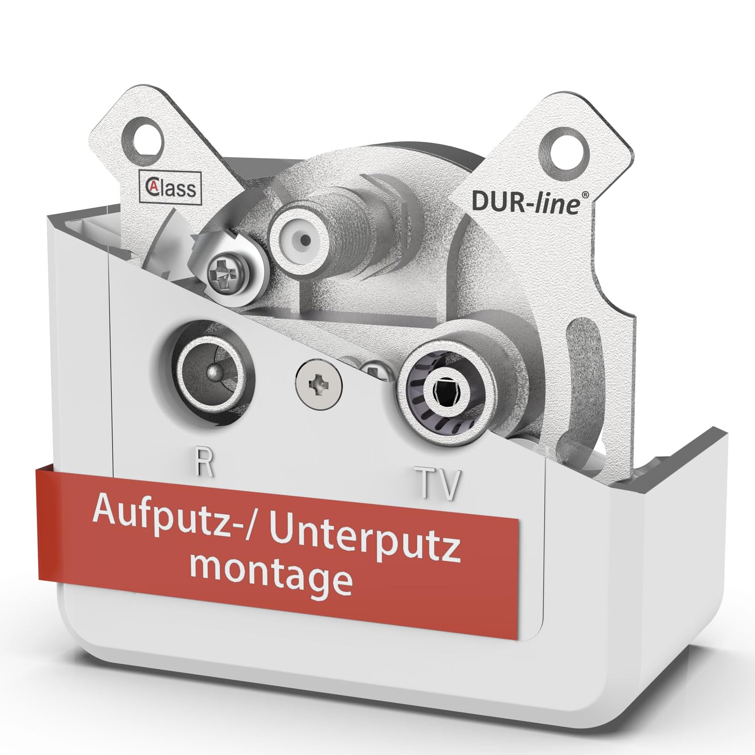DUR-line Antenna Socket 3-Hole SAT Cable TV DVB-T Radio Unicable Suitable for Surface-Mounted and Flush-Mounted (End Socket, Junction Cable Socket, Digital Suitable)