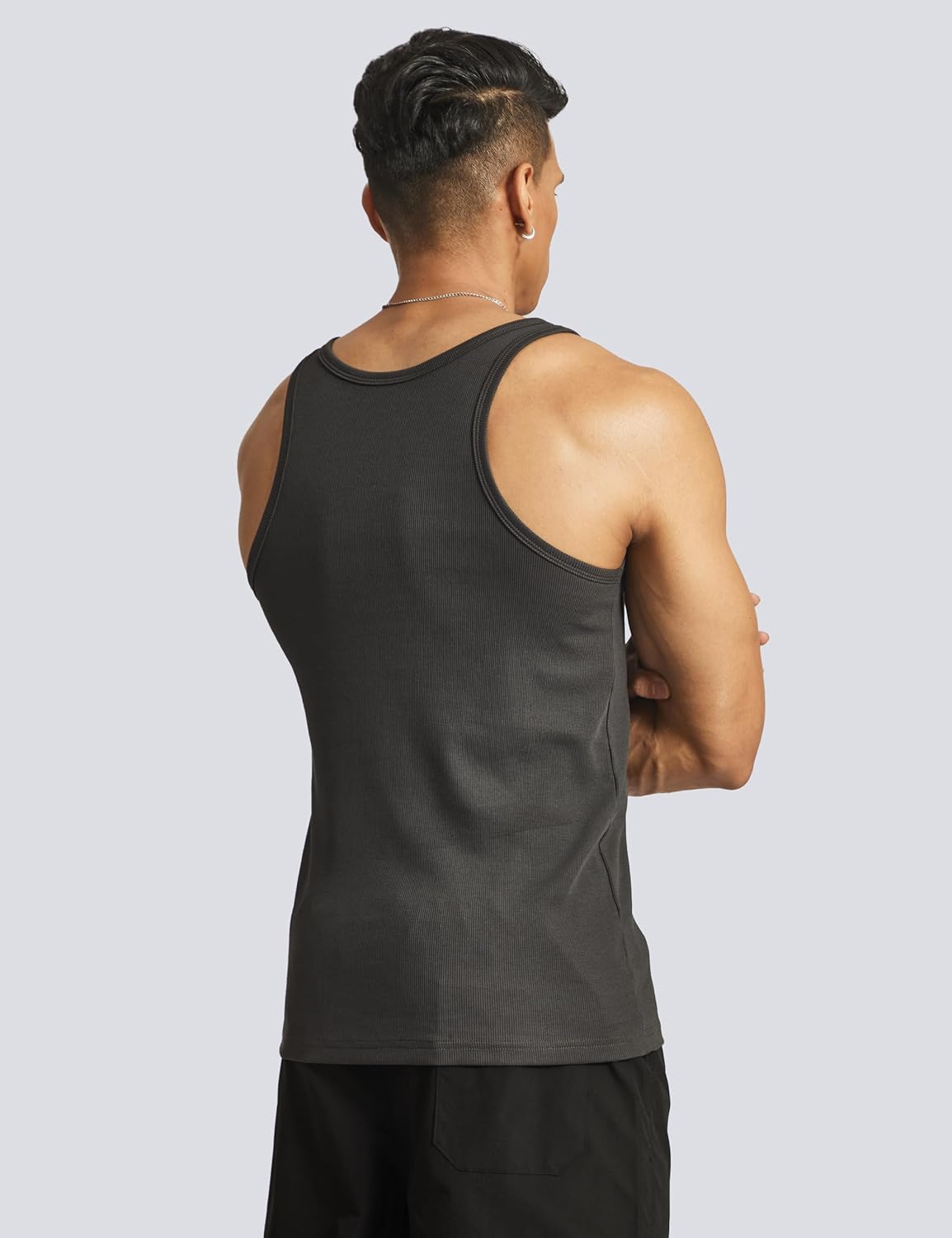Ouber Men's Ribbed Gym Tank Top Fitness Workout Muscle Sleeveless Bodybuilding Shirt - Image 3