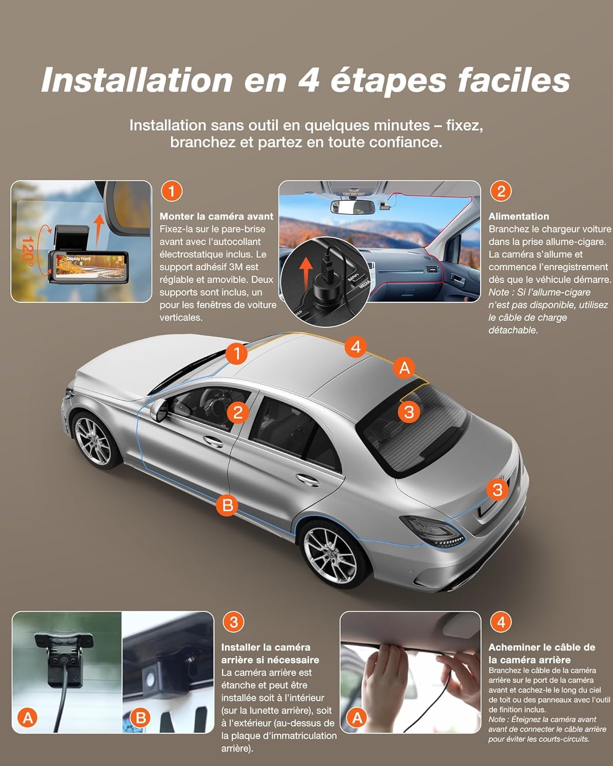 iZEEKER 4K Dashcam Voiture Avant Arrière, Wi-Fi 6 Intégré, Carte SD 32G Offerte, Caméra Dual 4K+1080P, Écran IPS 2,99", Contrôle APP, Vision Nuit, G Capteur, Enregistrement en Boucle, Mode Parking 24H
