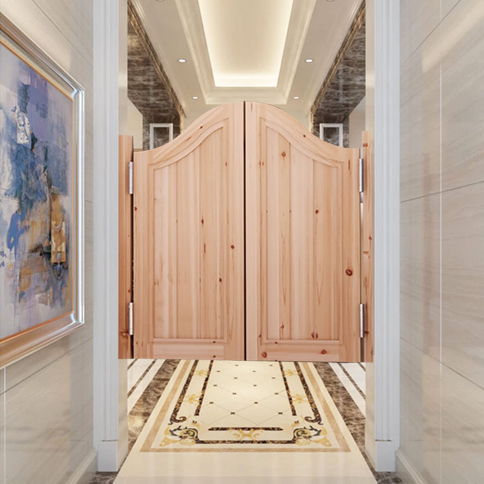 Interior Unfinished Western Style Saloon Swing Doors, Kitchen Shop Entrance Cafe Swinging Doors, Living Room Partition Cowboy Salon Door (Size : W130xH90cm/51.2