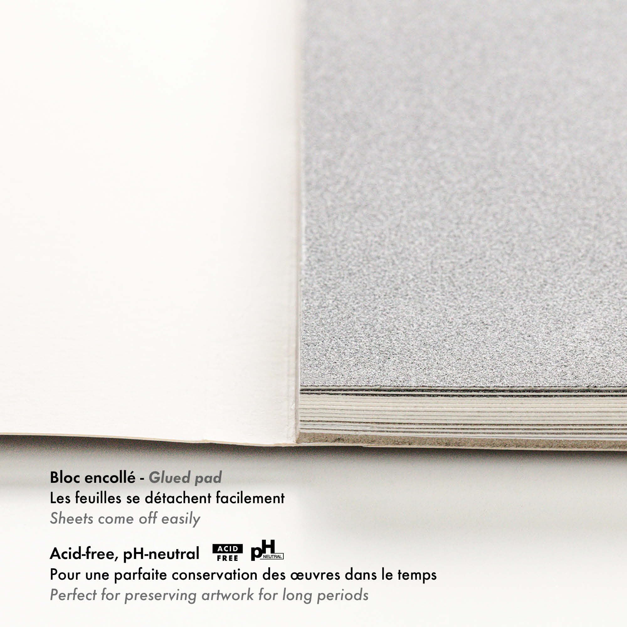 Clairefontaine 976059C Blocco collato PastelGrana n°1-12 fogli di carta speciale per pastelli secchi - 30x40 cm 360g - Assorti teintes grigioes - divisori di carta Cristal