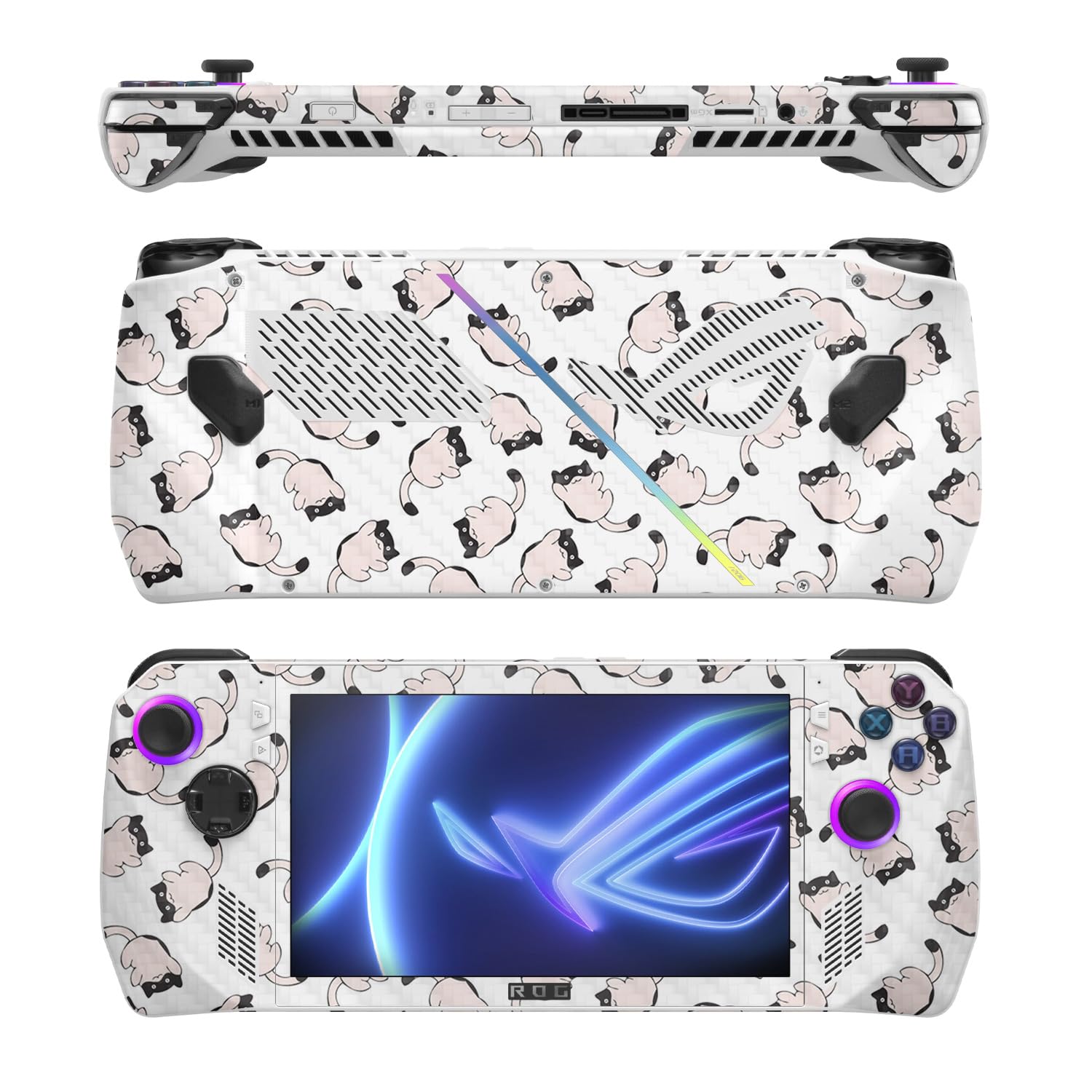 MightySkins Carbon Fiber Skin Compatible with Asus ROG Ally - Raining Cats | Protective, Durable Textured Carbon Fiber Finish | Easy to Apply