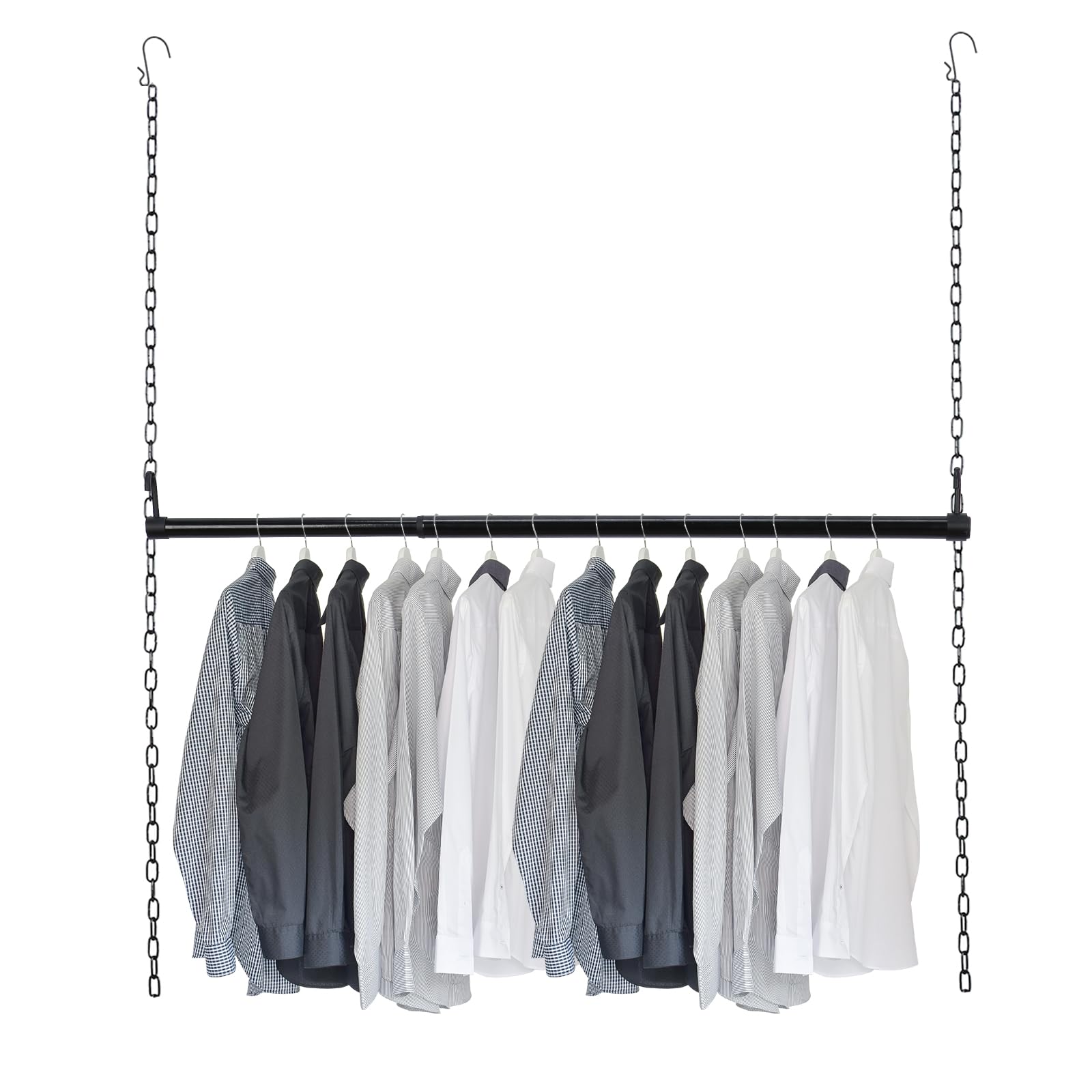 Closet Rod for Hanging Clothes, 18 to 46 Inches Adjustable Closet Hanging Rod, Metal Hanging Closet Organizer, Easy to Install Closet Bar, Perfect for