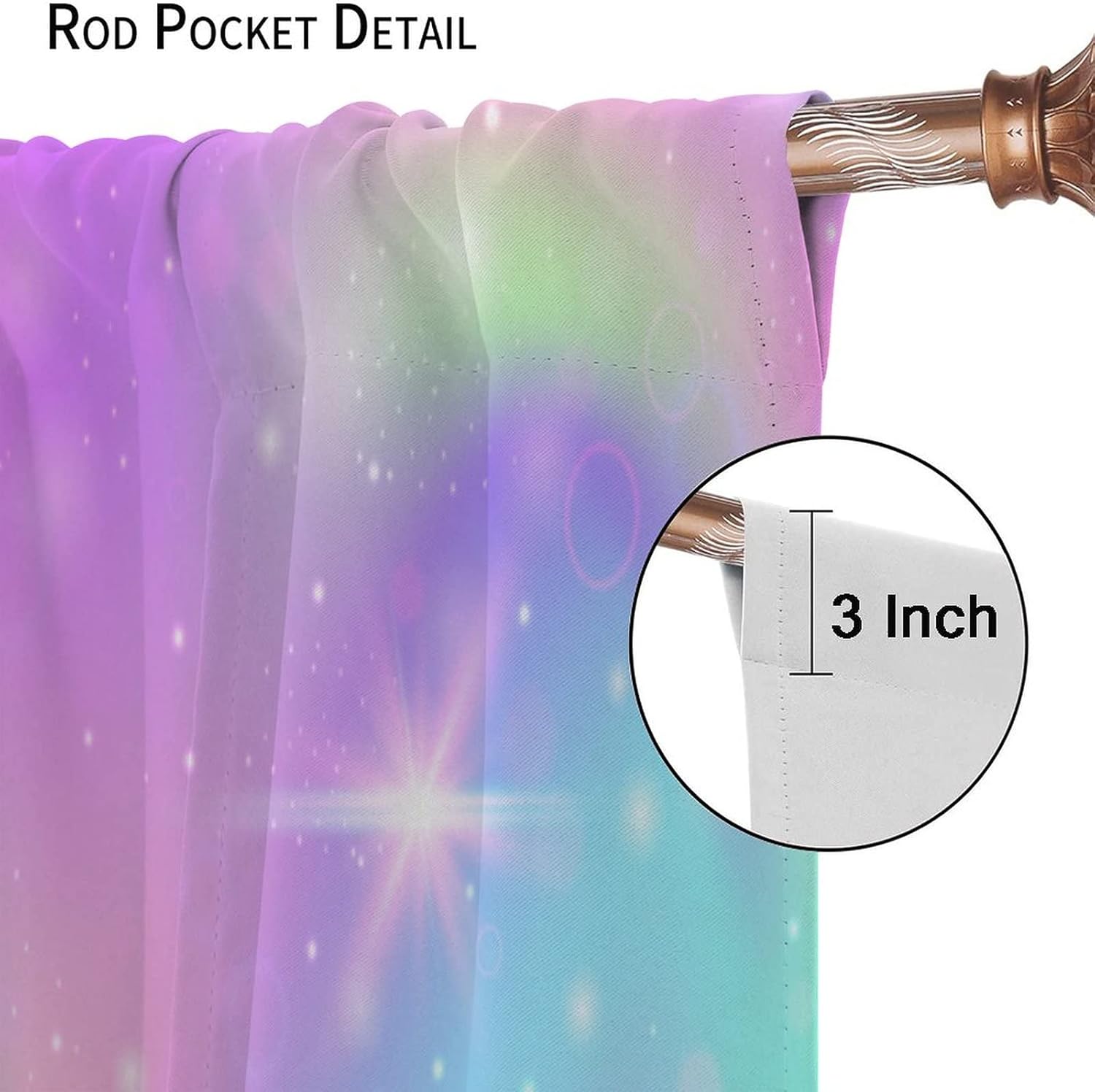 Rainbow Curtains - Colorful Tie Dye Pastel Curtains for Children's Room - Blackout Rod Pocket Printed Window Drapes - 2 Panel - 42x63in