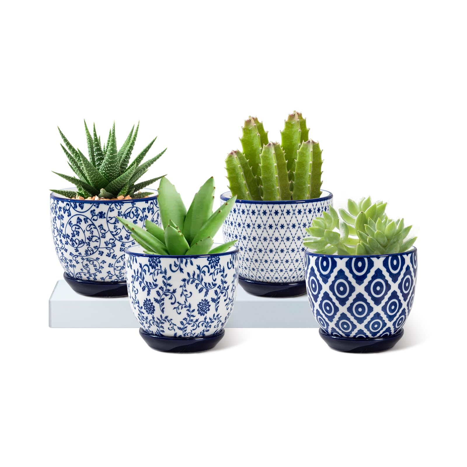 Cerkik Ceramic Succulent Planter Pots Vintage Blue