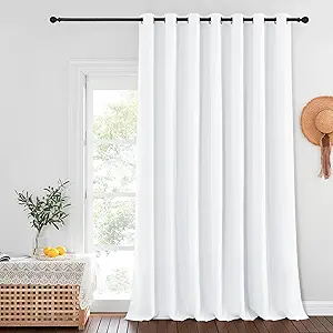 NICETOWN White Blackout Curtains for Bedroom/Living Room 132 Inch Length - Thermal Insulated Room Darkening Grommet Top Window Curtains (100 by 132 - Inch, 1 Panel)