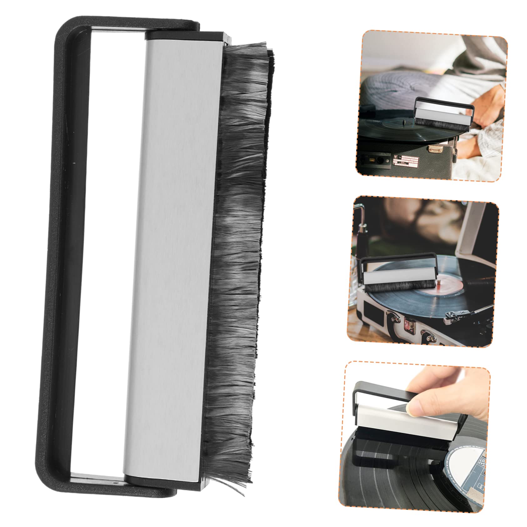 jojofuny 4pezzi Spazzola Per Pulizia Dischi Carbonio Con Manico Accessorio Antistatico Per Vinili e Cd Facile Da Usare e Conservare Rimozione Sicura Della Polvere e Staticità Design