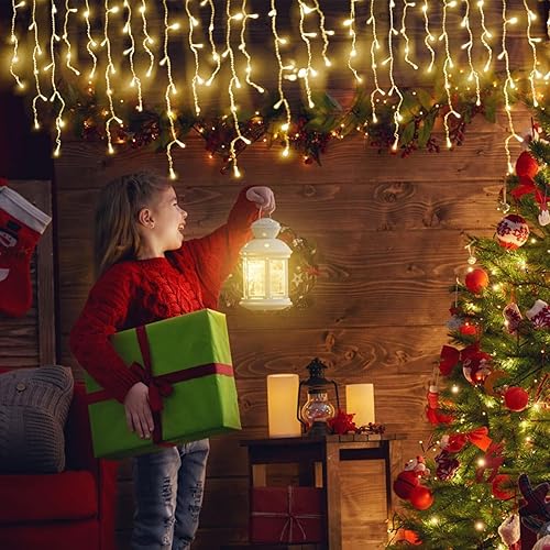 Miniatura 3 de Vohuf 1280 luces LED de carámbano de Navidad al aire libre para decoraciones de Navidad, interiores y exteriores, fiesta de boda, vacaciones (blanco