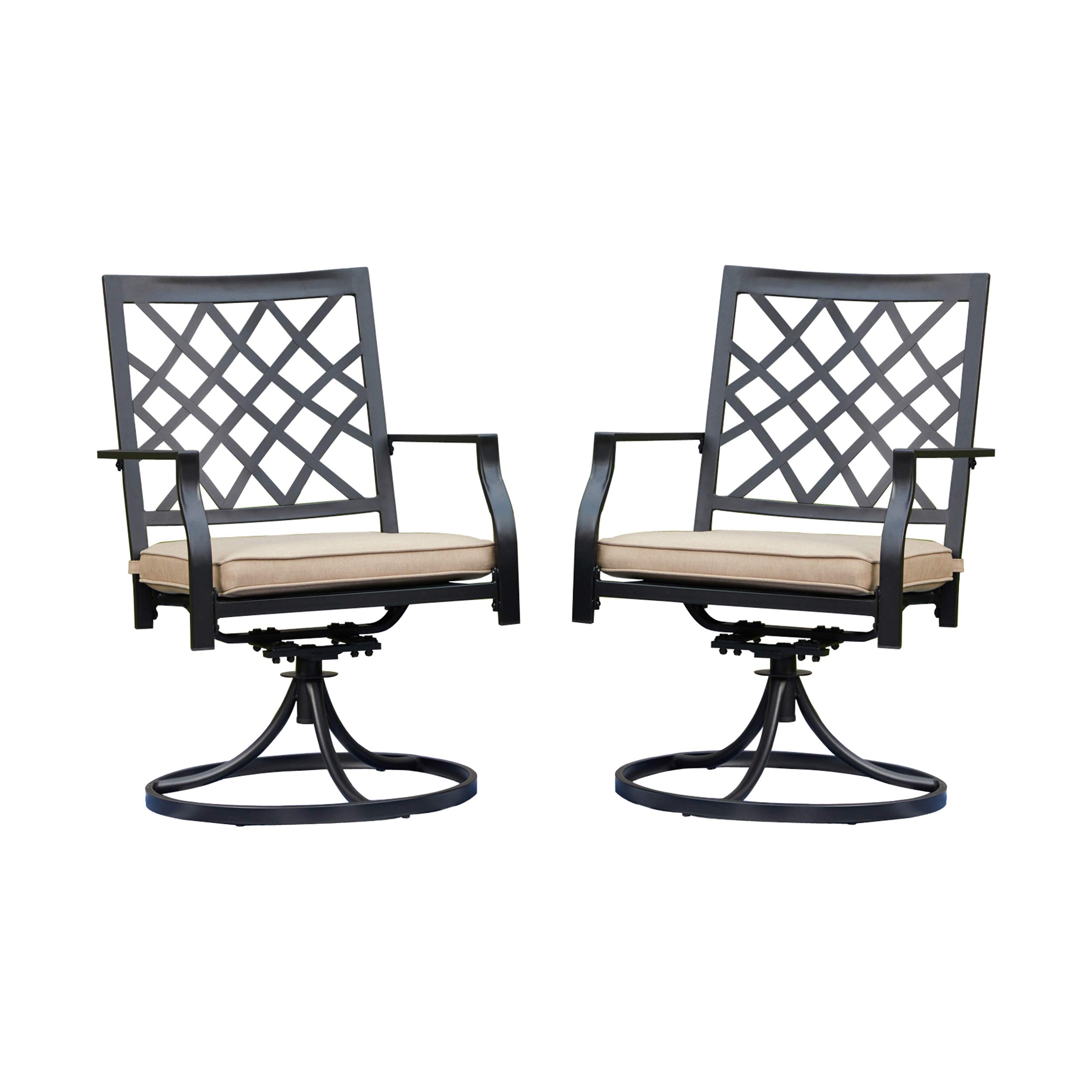 LOKATSE HOMEPatio Swivel Rocker Furniture Metal Outdoor Dining Chairs with Cushion Set of 2