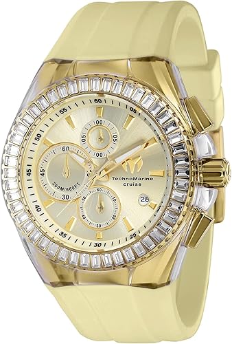 TechnoMarine Cronógrafo Cronógrafo de cuarzo con esfera dorada para hombre TM-121159