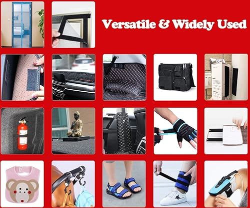 Miniatura 7 de LLPT Cinta de gancho y bucle de 2 pulgadas x 23 pies cada rollo cinta de montaje industrial resistente para interiores y exteriores color negro