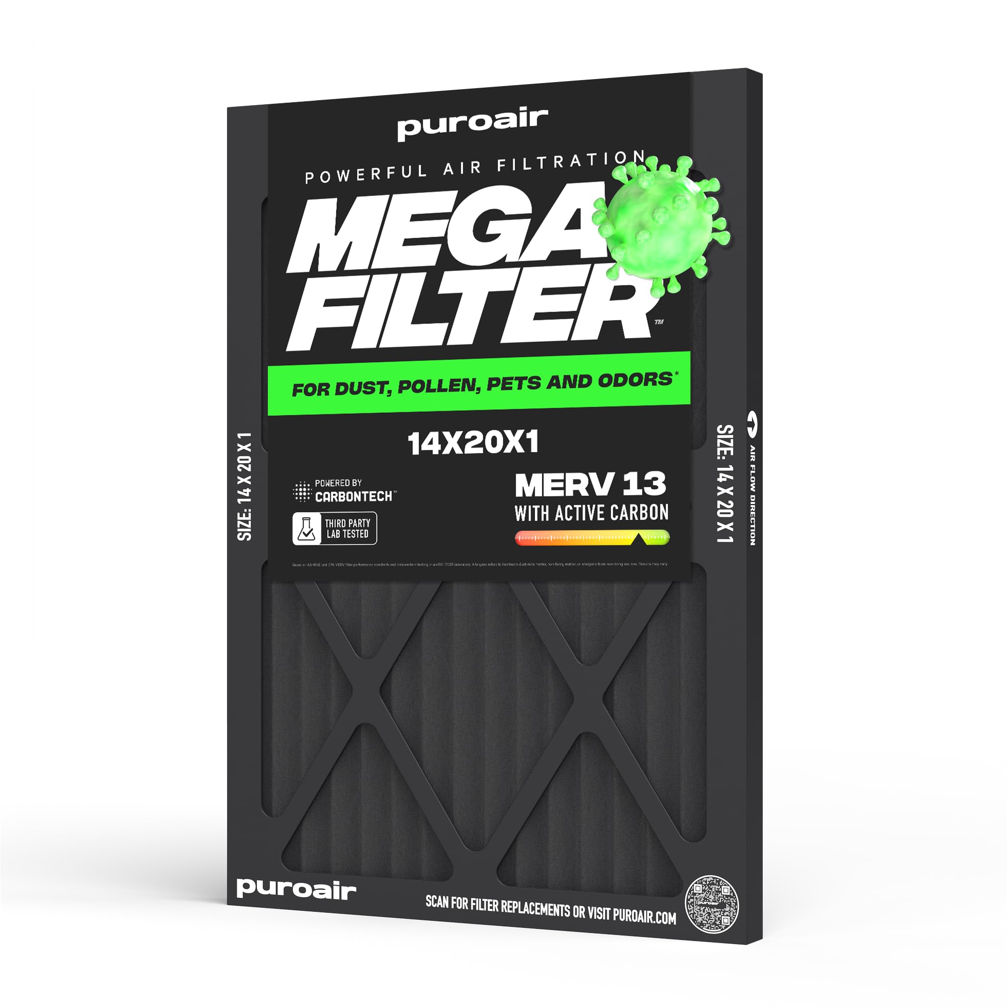 PuroAir MegaFilter 14x20x1 MERV 13 (1-Pack)