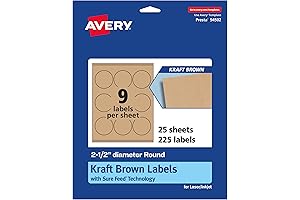 Avery 22808 Kraft Brown Round Labels, 2.5" Diameter