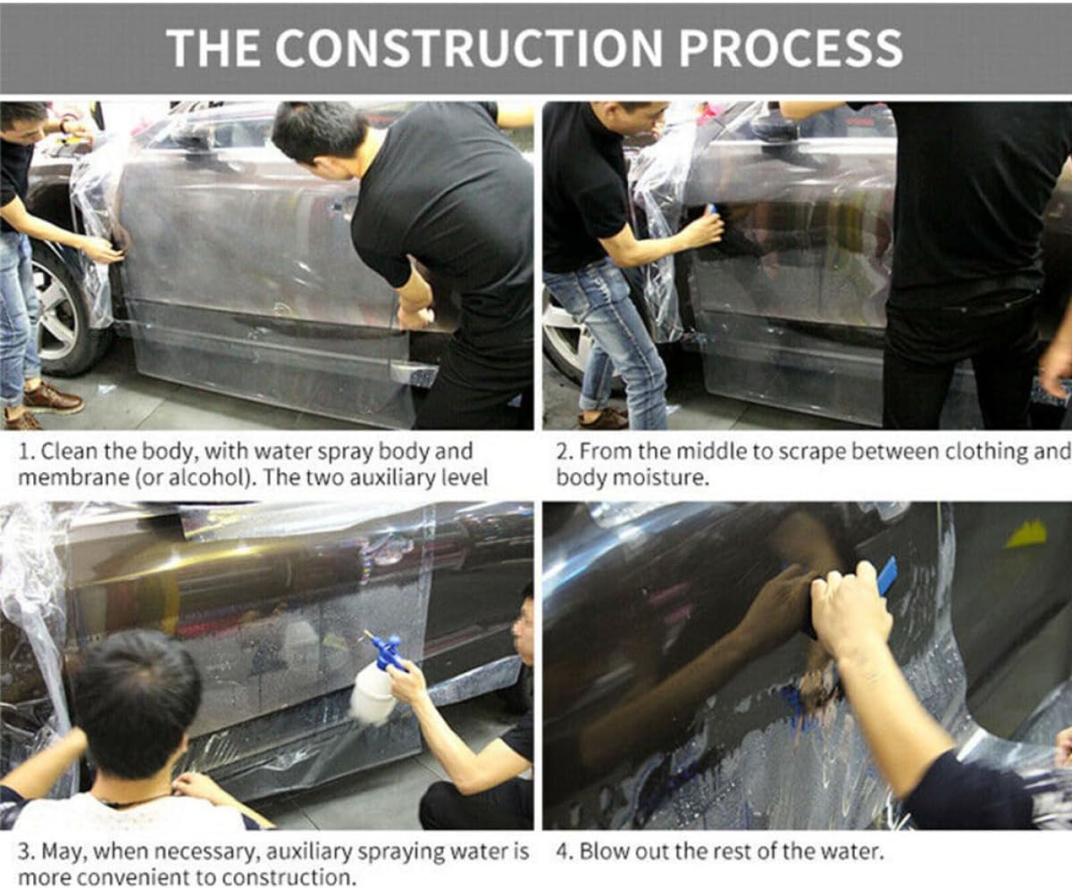 Yardwe Car Paint Protection Film 3-Layer Vehicle Anti-Scratch Waterproof Protective Car Film 15cm X 300cm for Scratch and Kick Prevention