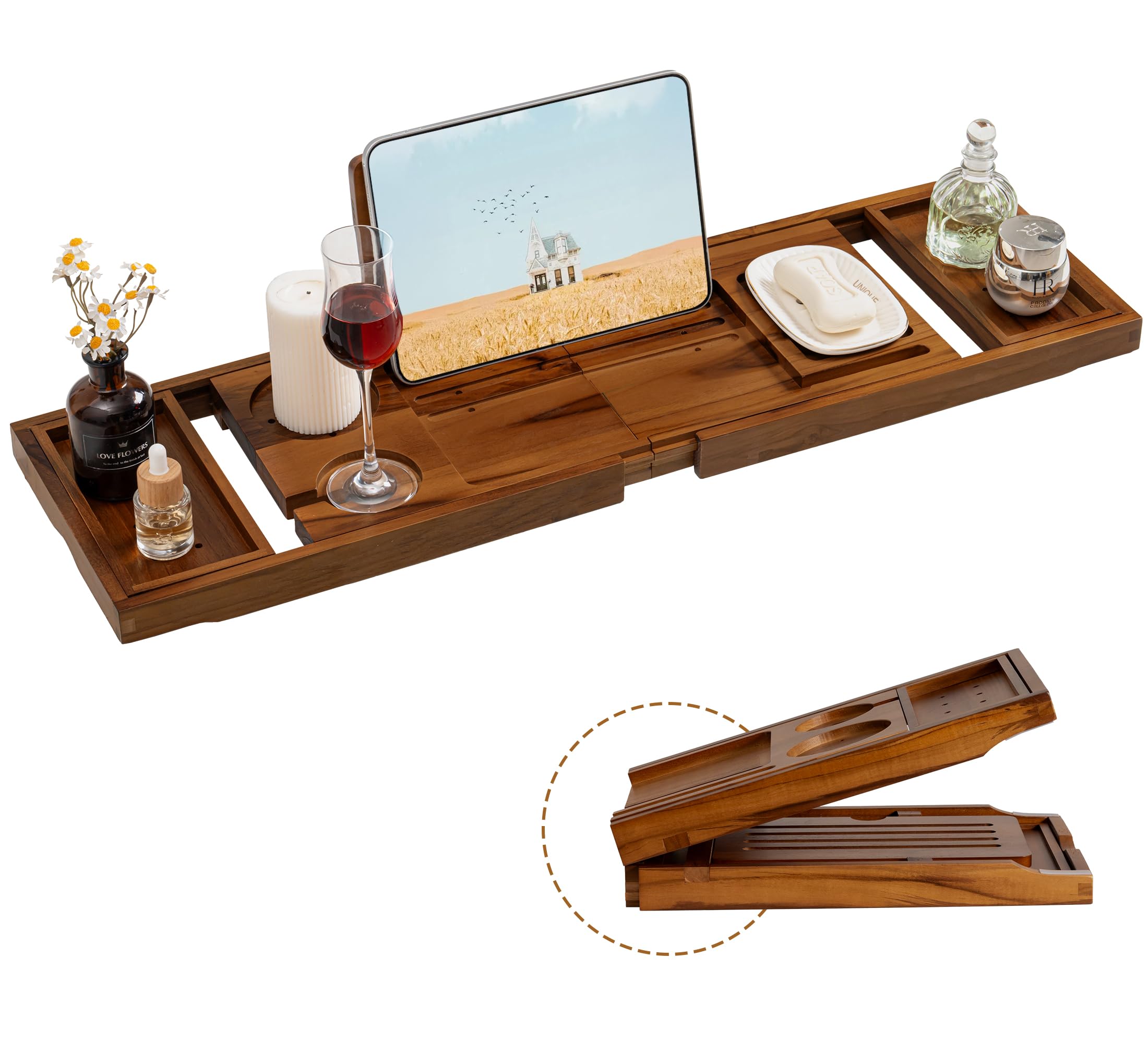 Dreamland Teak Adjustable Bathtub Caddy